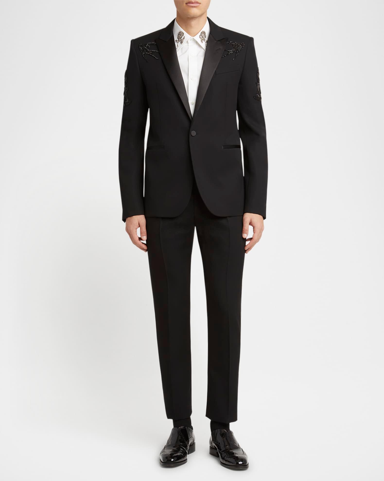 Men's Bead-Embellished Tuxedo Jacket Product Image