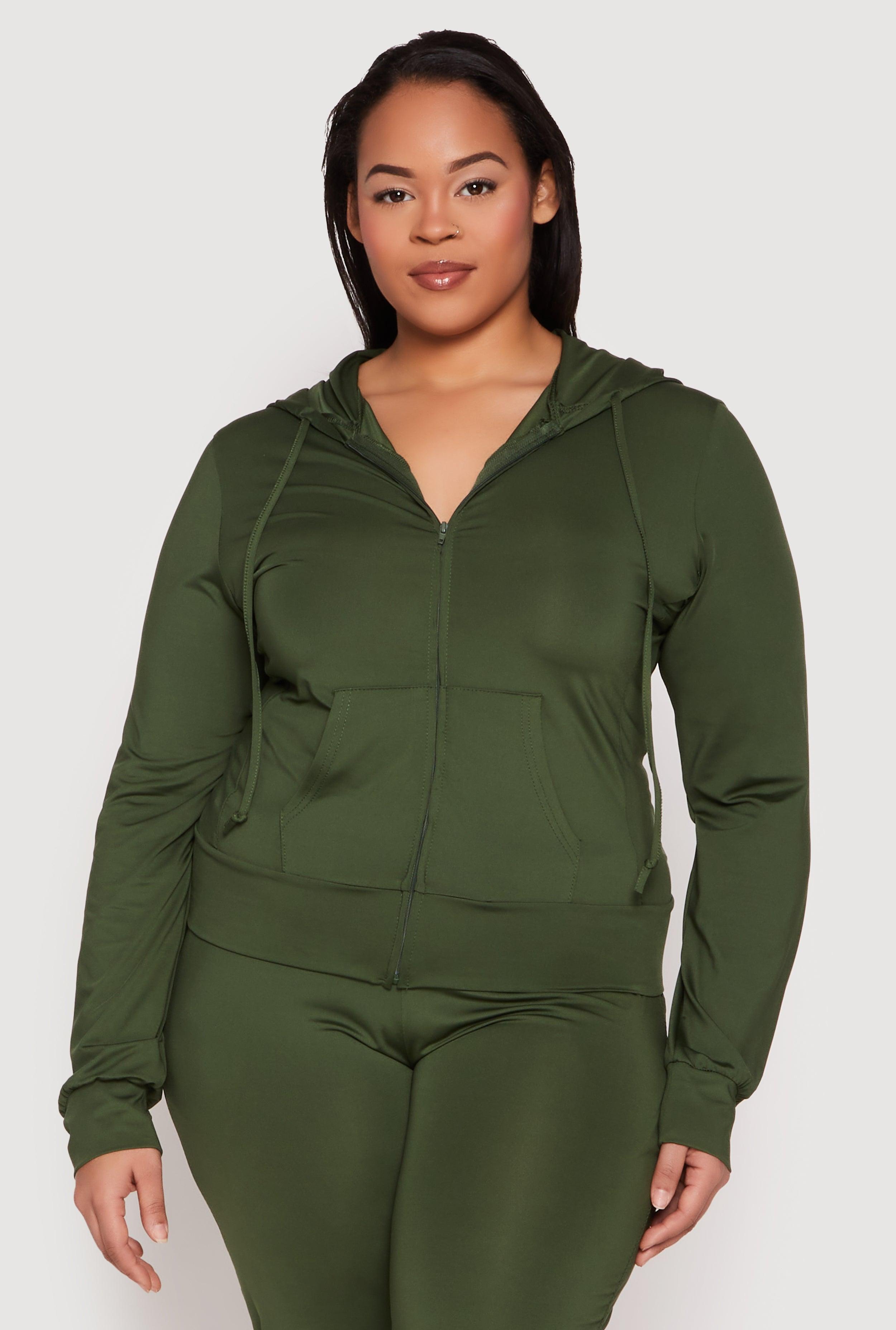 Womens Plus Size Daisy Zip Front Hooded Sweatshirt Product Image