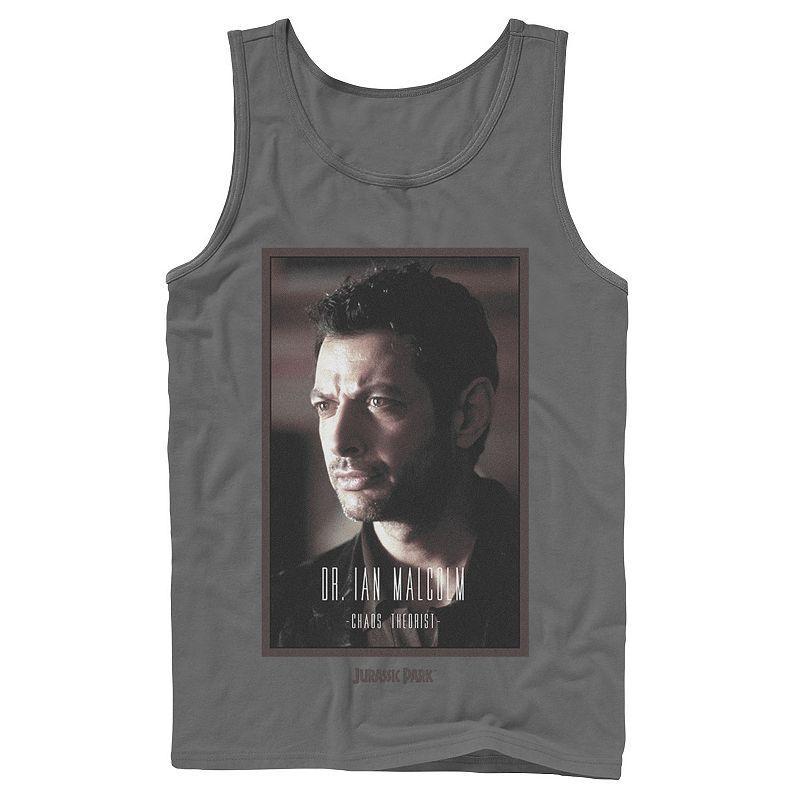 Mens Jurassic Park Dr. Ian Malcolm Chaos Theorist Graphic Tank Top Athletic Grey Product Image