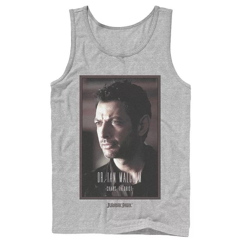 Mens Jurassic Park Dr. Ian Malcolm Chaos Theorist Graphic Tank Top Athletic Grey Product Image