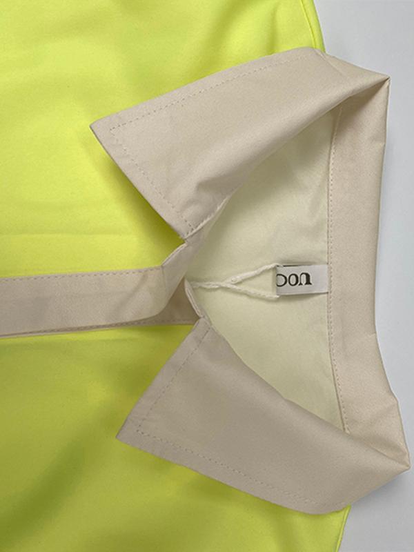 A-Line Loose Buttoned Flower Print Stand Collar Mini Dresses Product Image