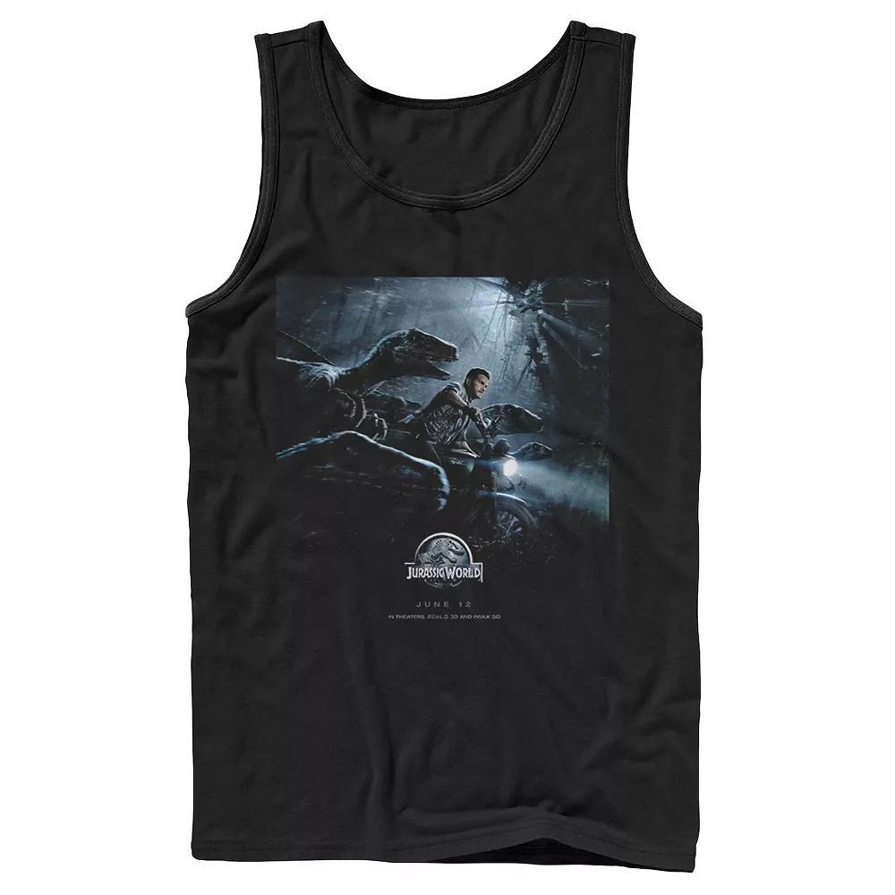 Men's Jurassic Park All White Spray Paint Stencil Movie Logo Tank Top,  Product Image