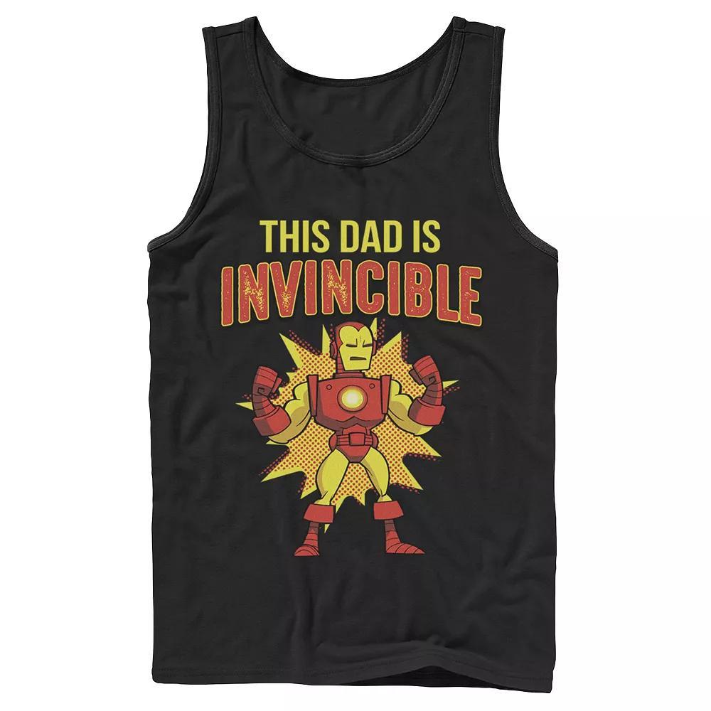Men's Marvel Father's Day Retro Iron Man This Dad Is Invincible Tank Top,  Product Image