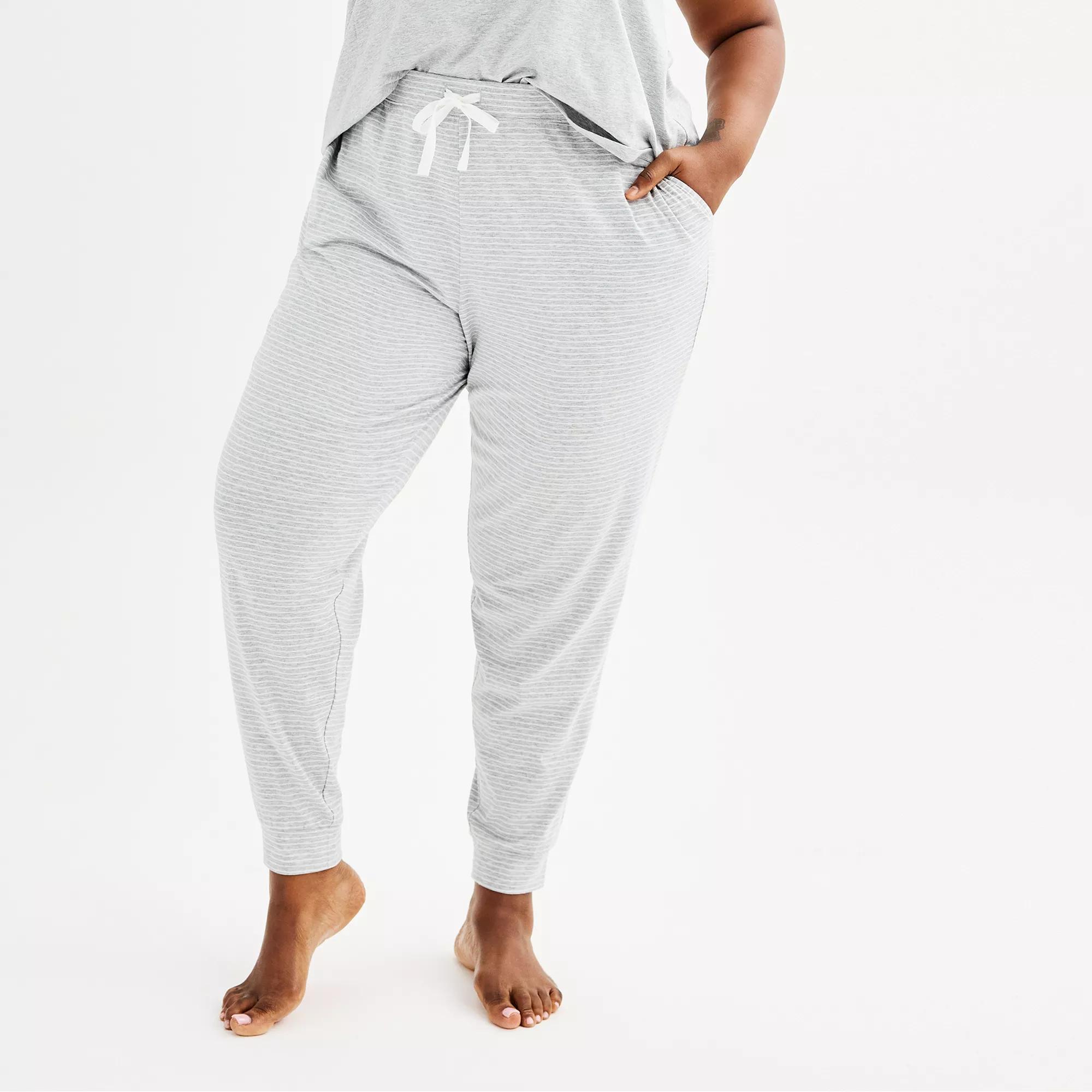 Plus Size Sonoma Goods For Life® Cotton Modal Cuffed Sleep Pants, Women's, Size: 1XL, Medium Cumulus Grey Product Image