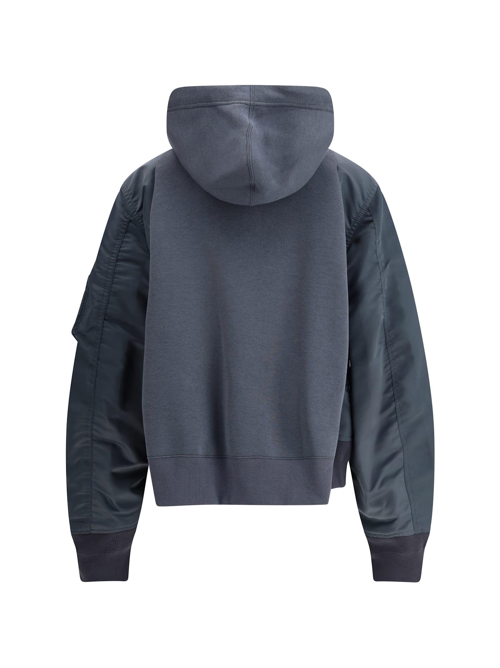 SACAI Sponge Sweat Hoodie In Blue Gray Product Image