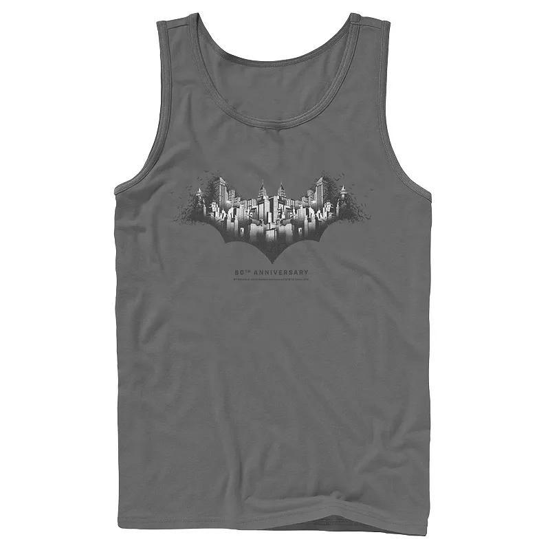 Mens DC Comics Batman Skyline Logo Tank Top Athletic Grey Product Image