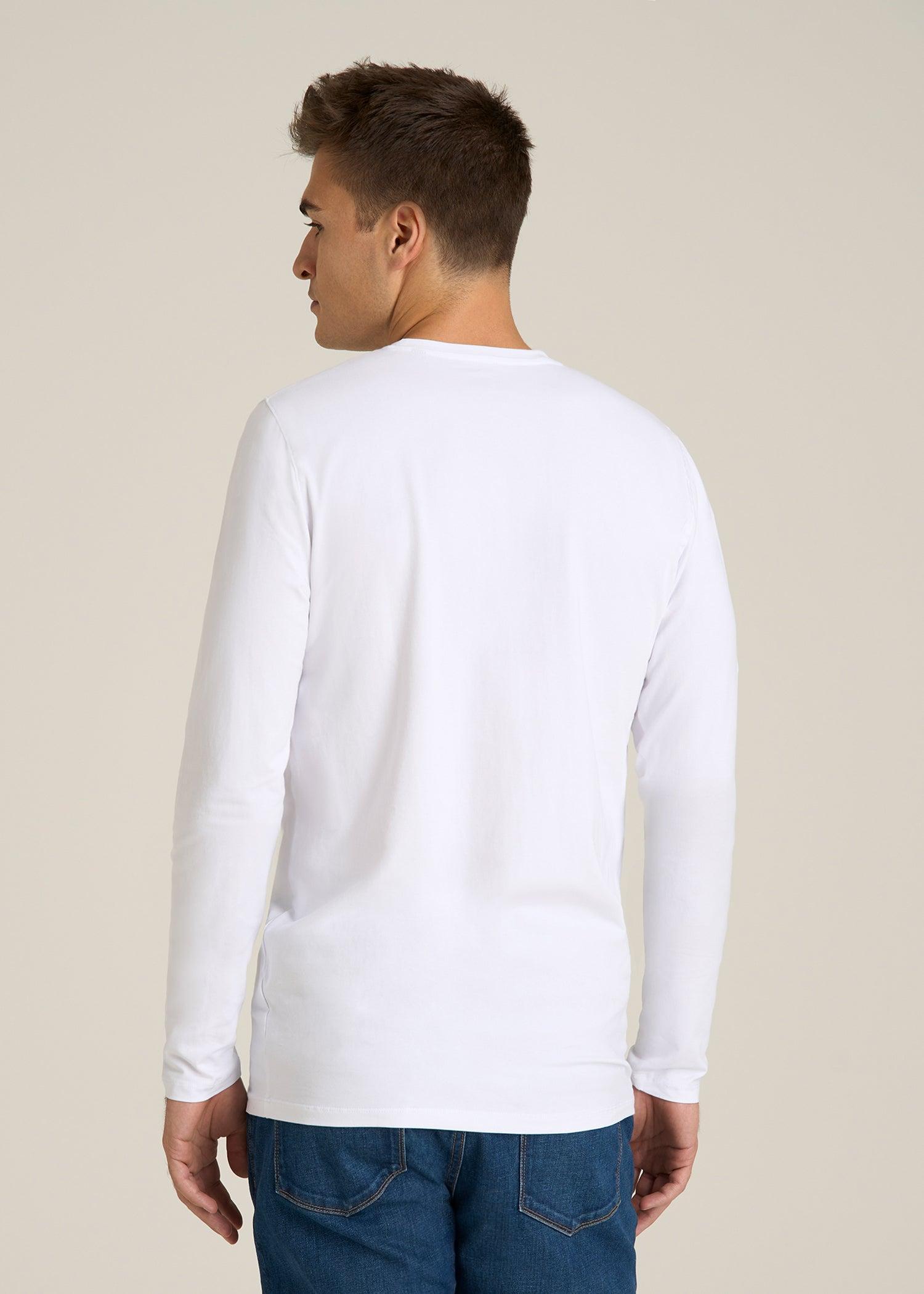 The Essential Modern Fit Crewneck Long Sleeve Tee for Tall Men in White Male Product Image