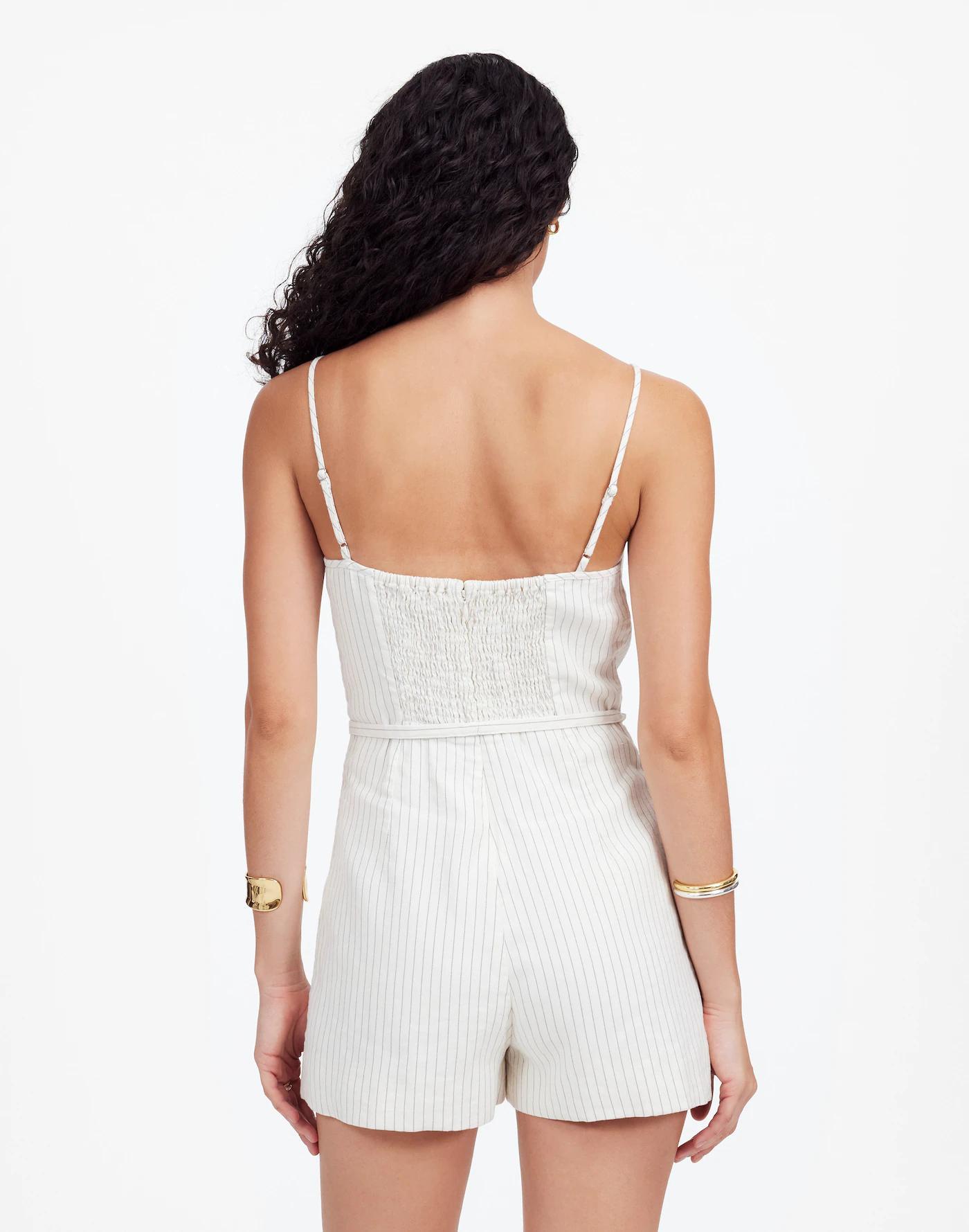 Sleeveless Square-Neck Pleated Romper Product Image