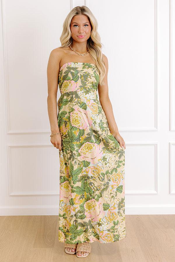 Golden Hour Garden Linen-Blend Midi Dress Product Image