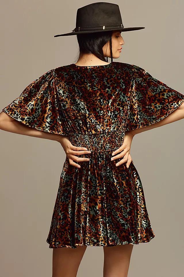 By Anthropologie Short-Sleeve Velvet Mini Dress Product Image