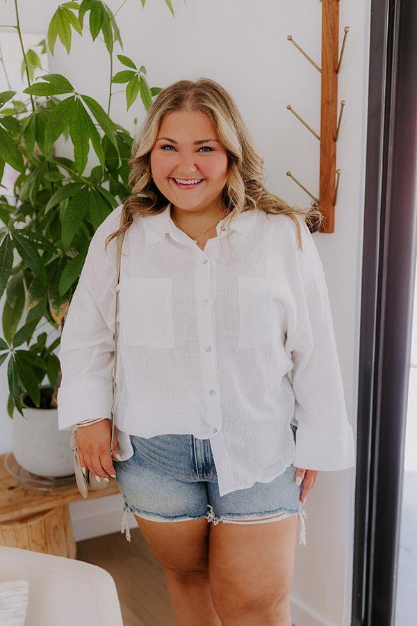 Seaside Breeze Linen-Blend Button Up Curves Product Image