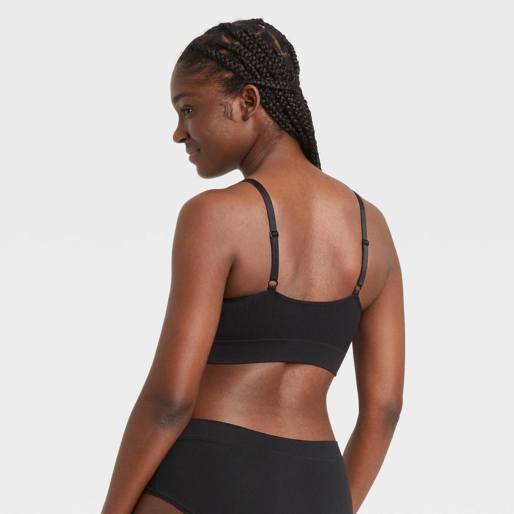 Womens Ribbed Seamless Bralette - Auden Black XS Product Image