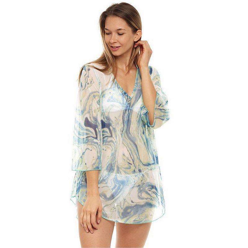 Womens Jordan Taylor Printed Mesh Tunic Swim Cover- Product Image