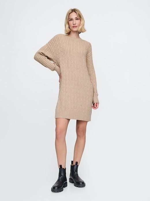 CashSoft Cable-Knit Mini Sweater Dress Product Image