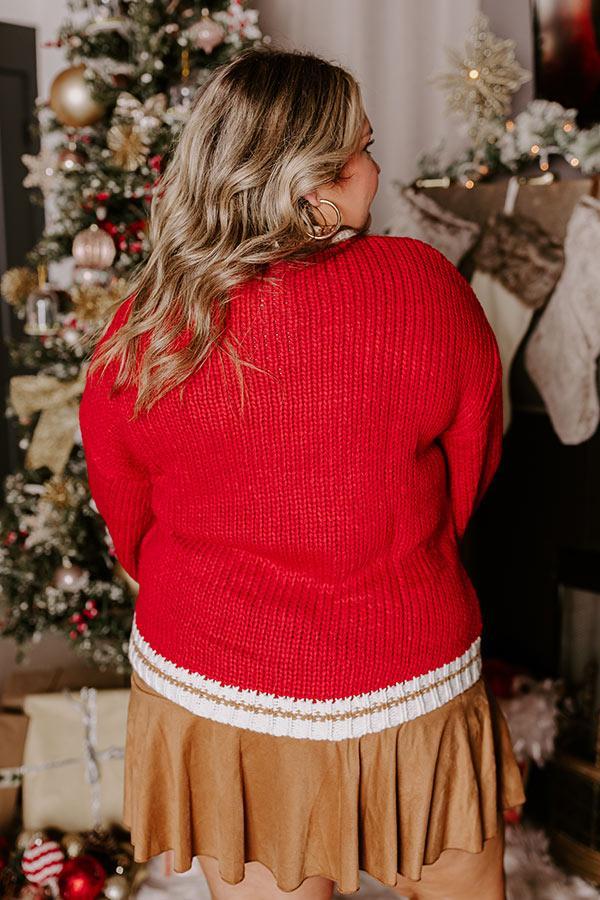 Holiday Vibes Knit Sweater in Merry Red Curves Product Image