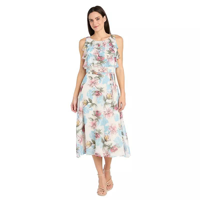 Women's R&M Richards Chiffon Tiered Bodice Dress,  Product Image