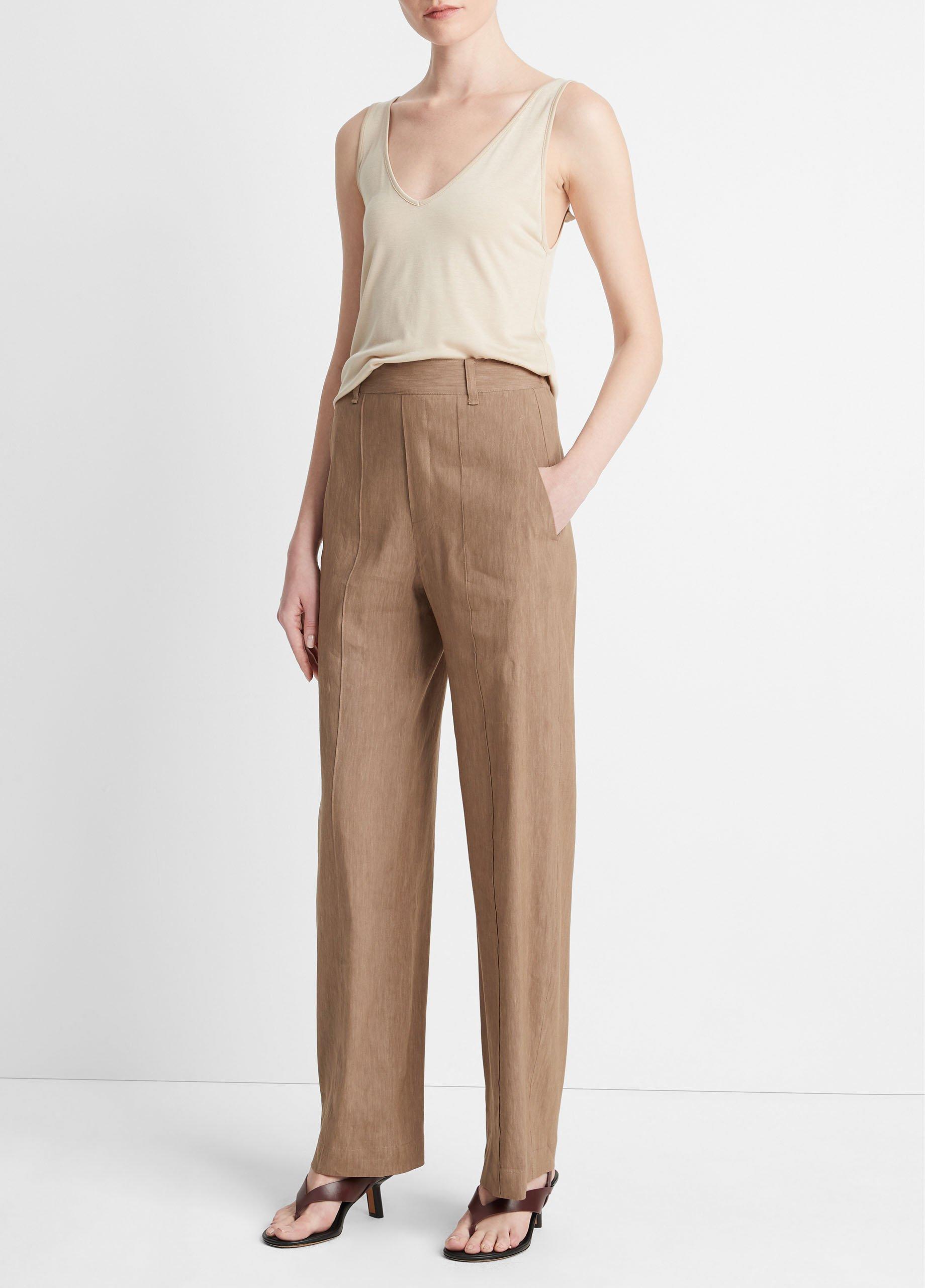 Linen-Blend High-Waist Pull-On Pant Product Image