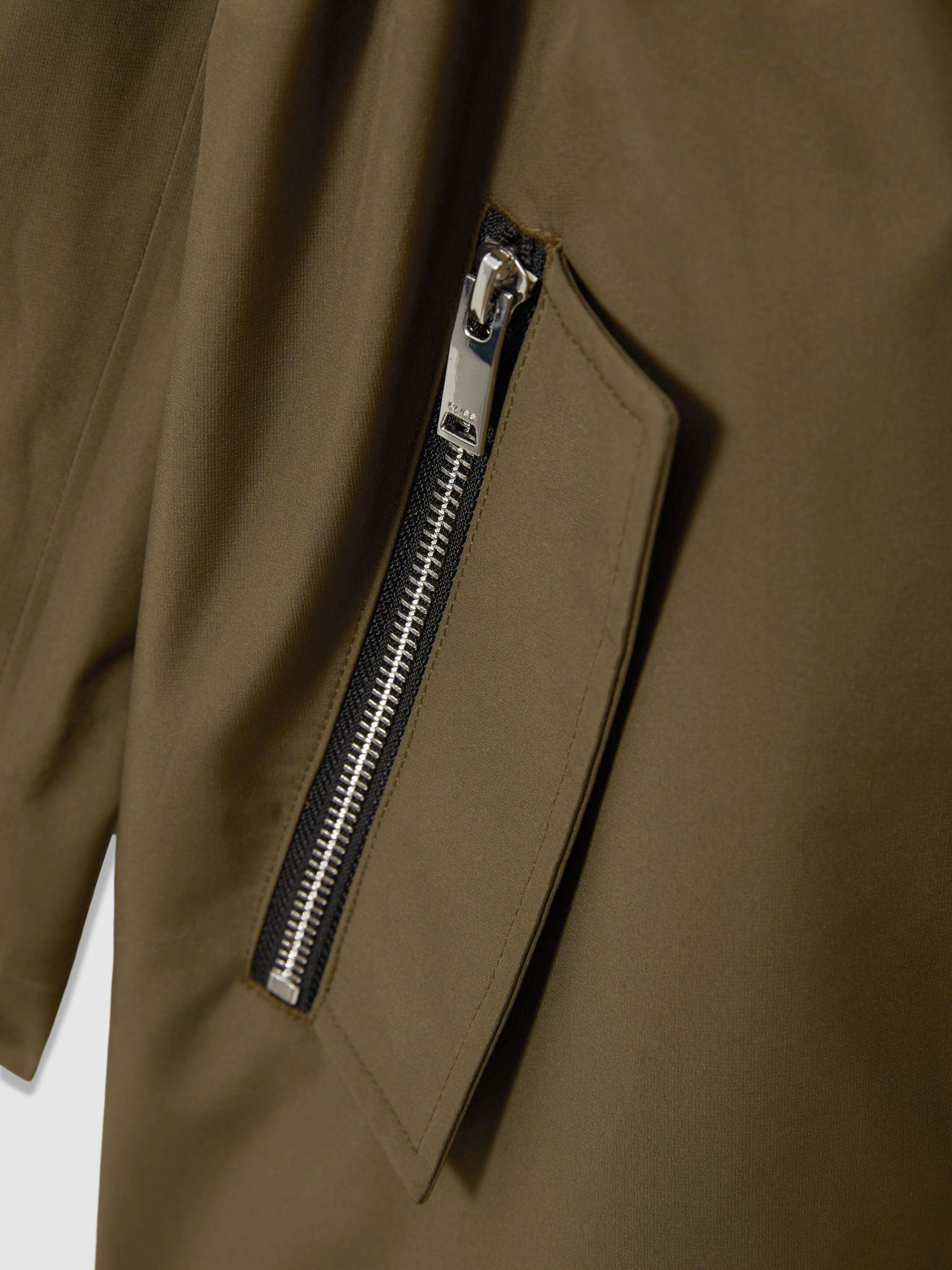 Removable Hooded Insert Water Repellent Raincoat in Khaki Product Image