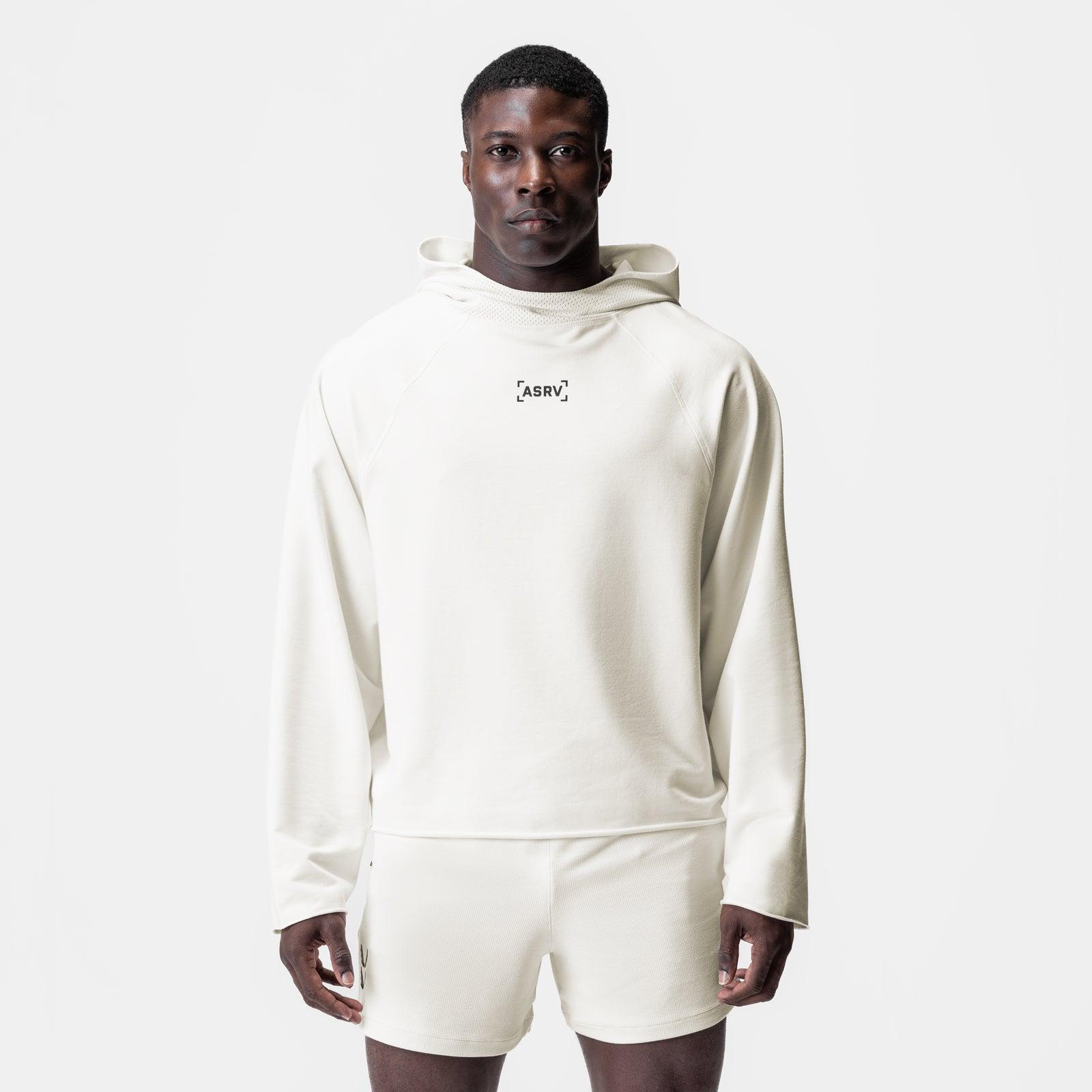 0958. Micro-Terry Raw Hem Hoodie - Cream Product Image