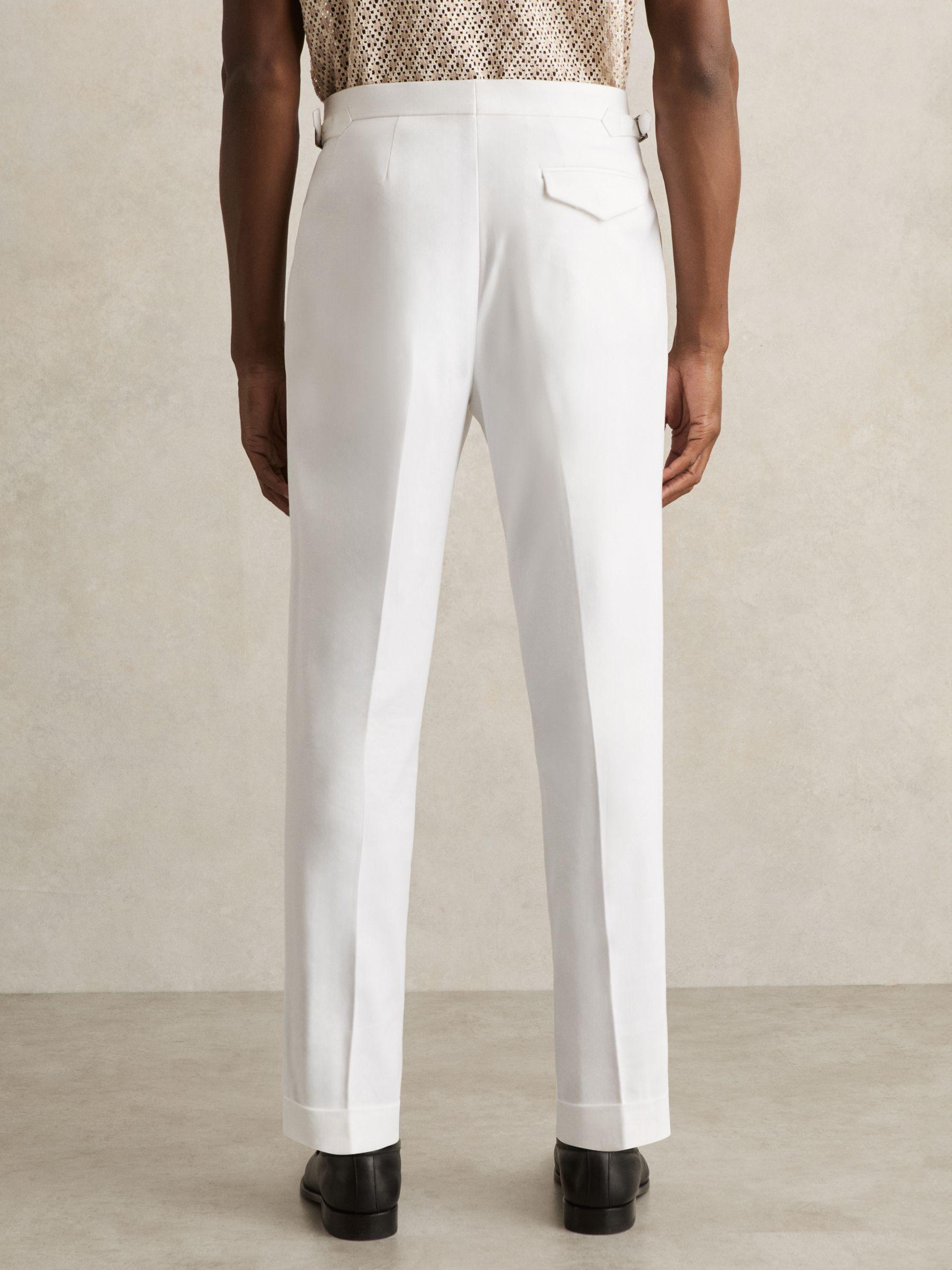 Cotton-Blend Tapered Trousers in White Product Image
