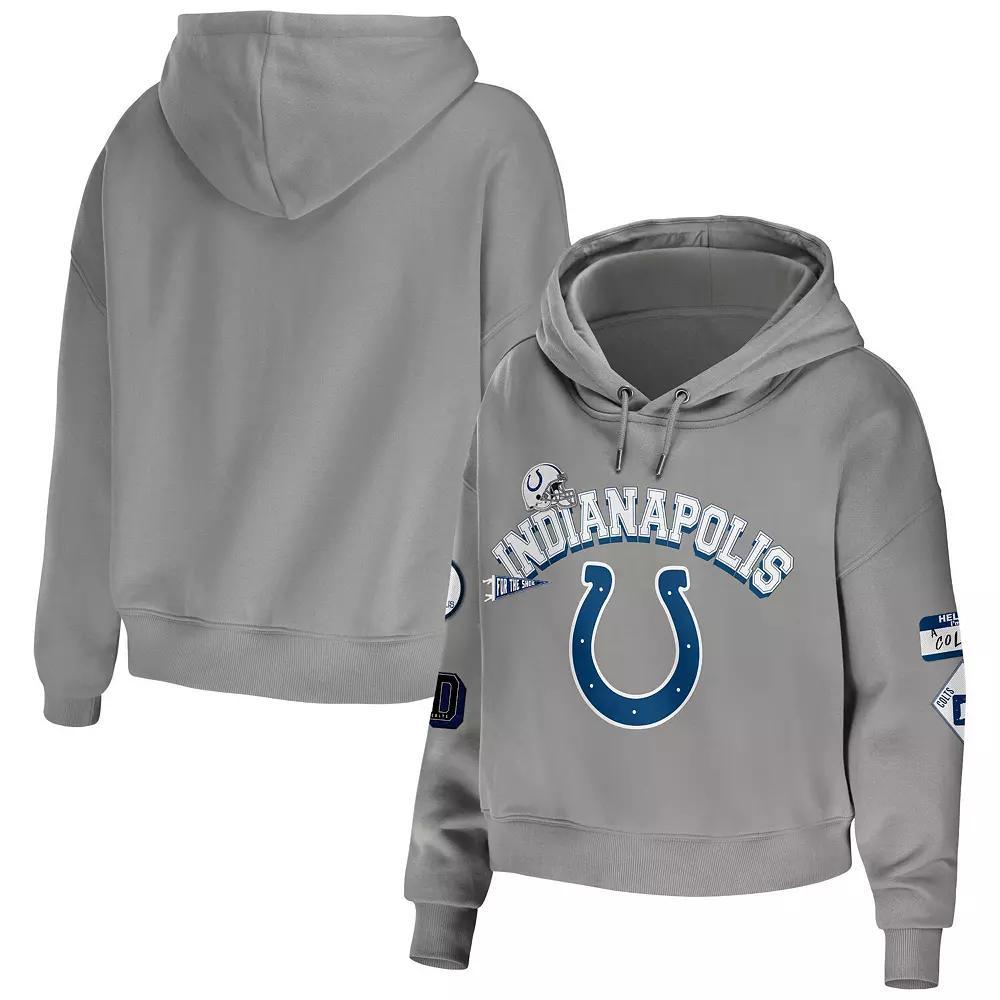 Women's WEAR by Erin Andrews Gray Indianapolis Colts Modest Cropped Pullover Hoodie,  Product Image