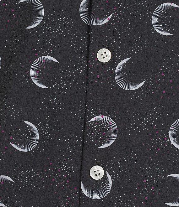 Murano Slim Fit Performance Stretch Small Moon Print Short Sleeve Woven Shirt Product Image