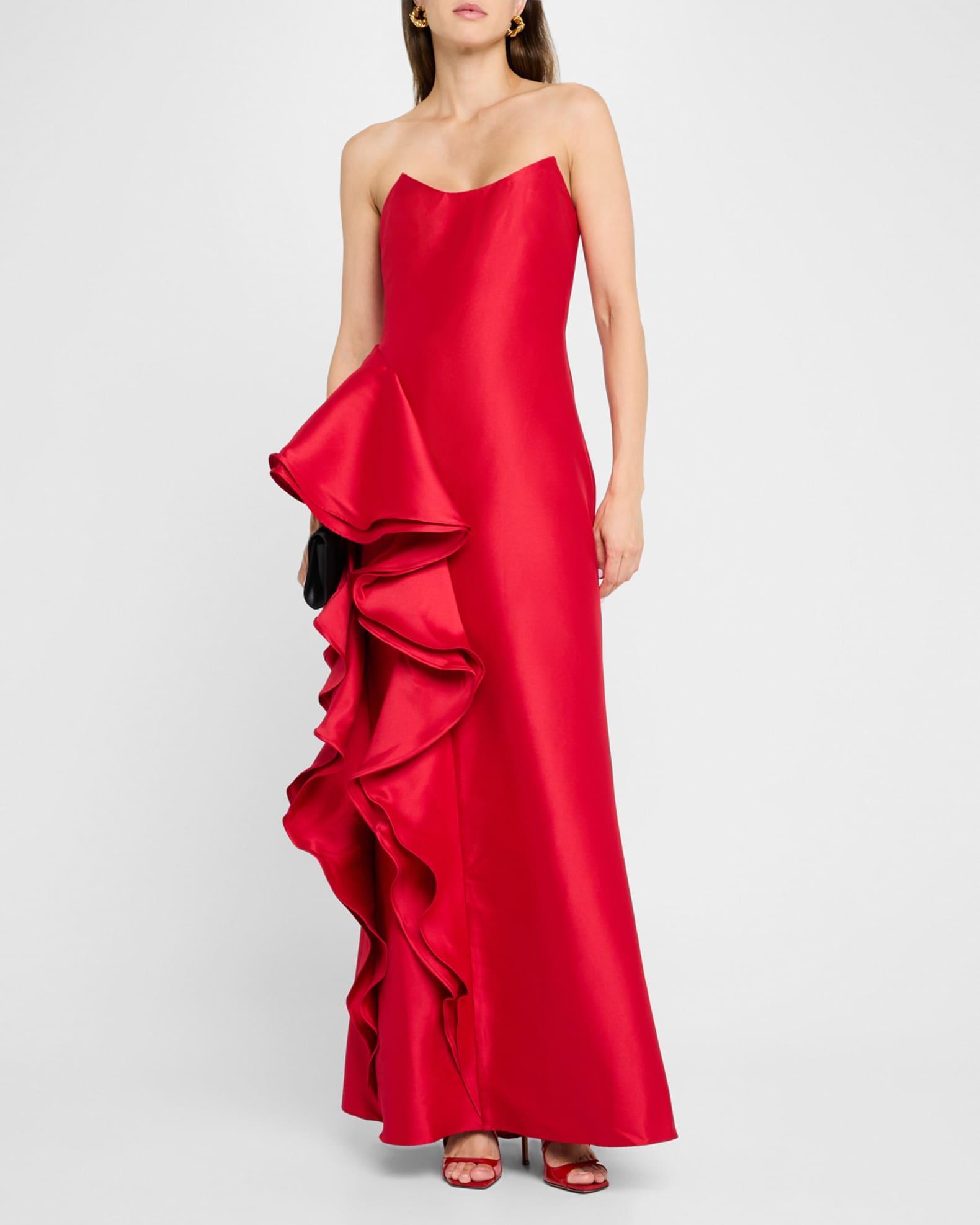 Strapless Ruffle A-Line Gown Product Image