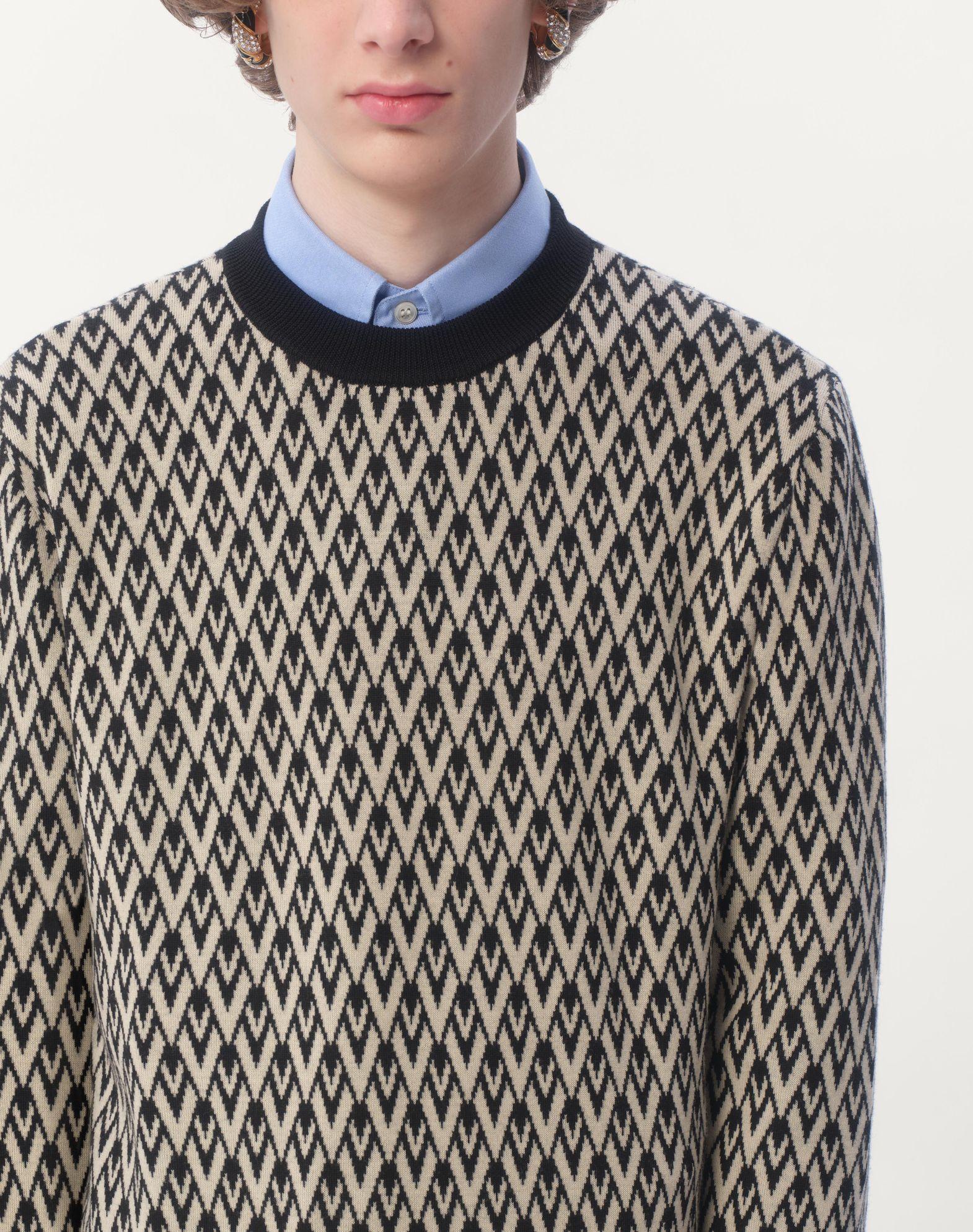 Crewneck Wool Sweater With Toute La V Jacquard Pattern Product Image