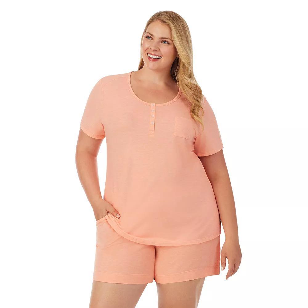 Plus Size Cuddl Duds Essentials Pajama Tee & Pajama Boxers Sleep Set, Women's, Size: 2XL, Coral Grey Product Image