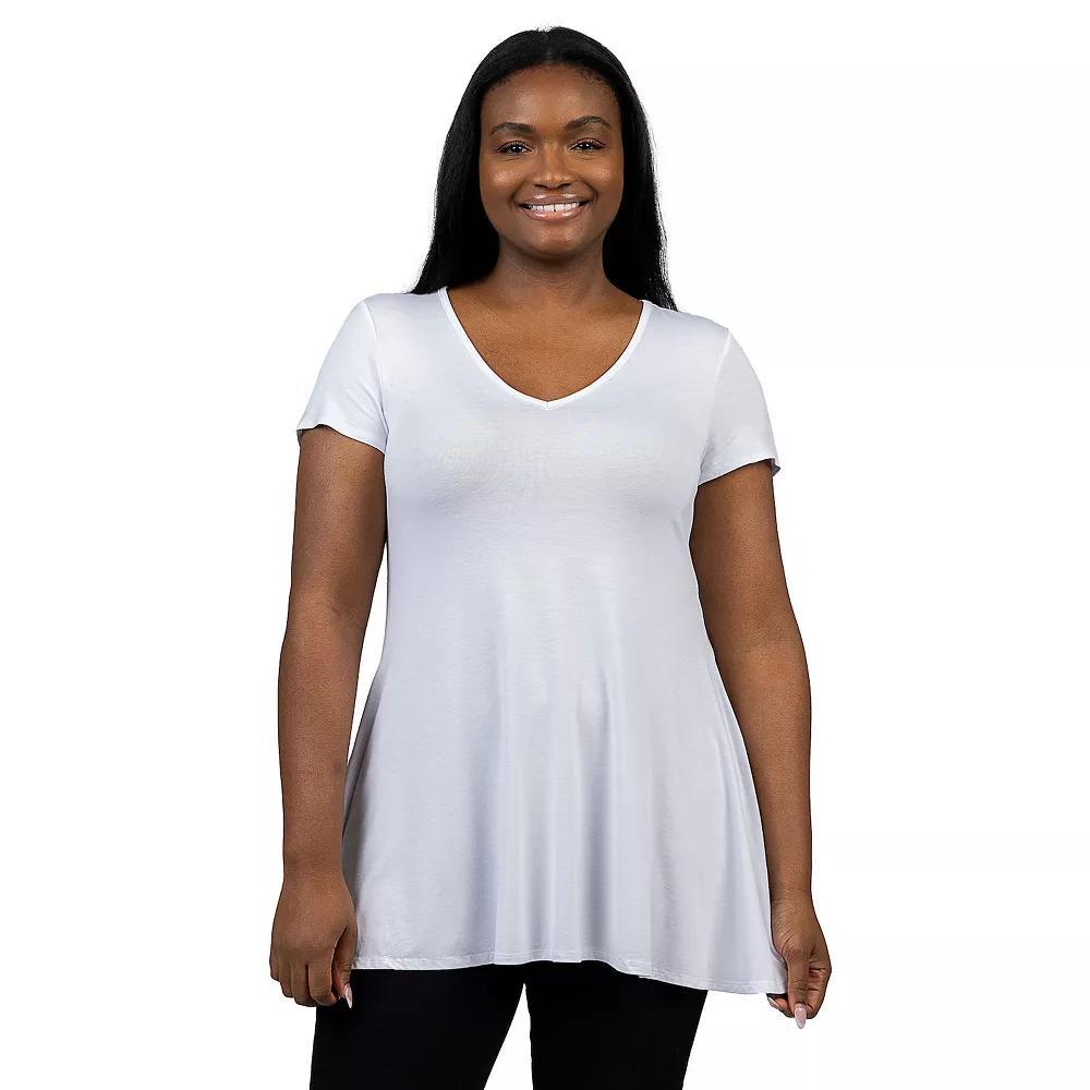 Plus Size 24Seven Comfort Apparel Short Sleeve V-Neck Tunic T-Shirt, Women's, Size: 3XL, Brown Product Image