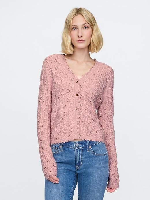 CashSoft Pointelle Cardigan Product Image