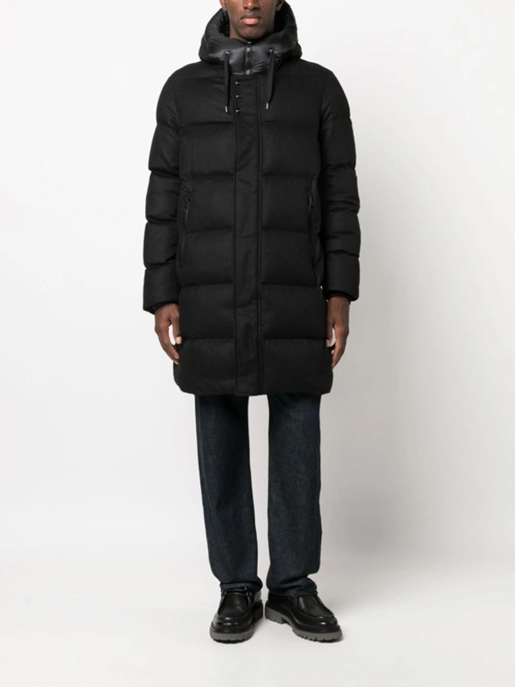 HERNO Hooded Padded Mid-length Coat In Black Product Image