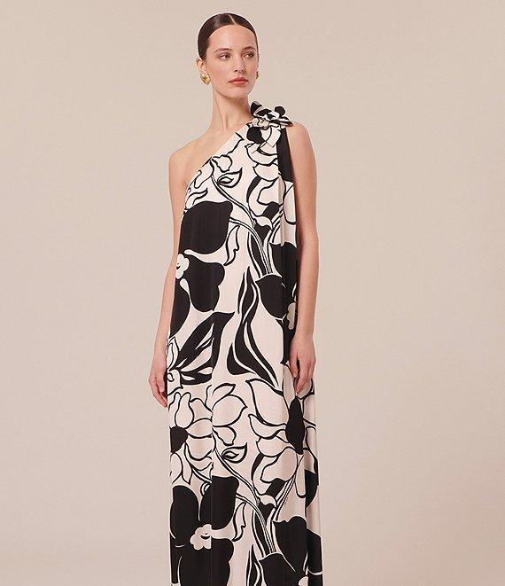 Tara Jarmon Rekia Woven Floral Print Asymmetrical One Shoulder With Flower Maxi Shift Dress Product Image