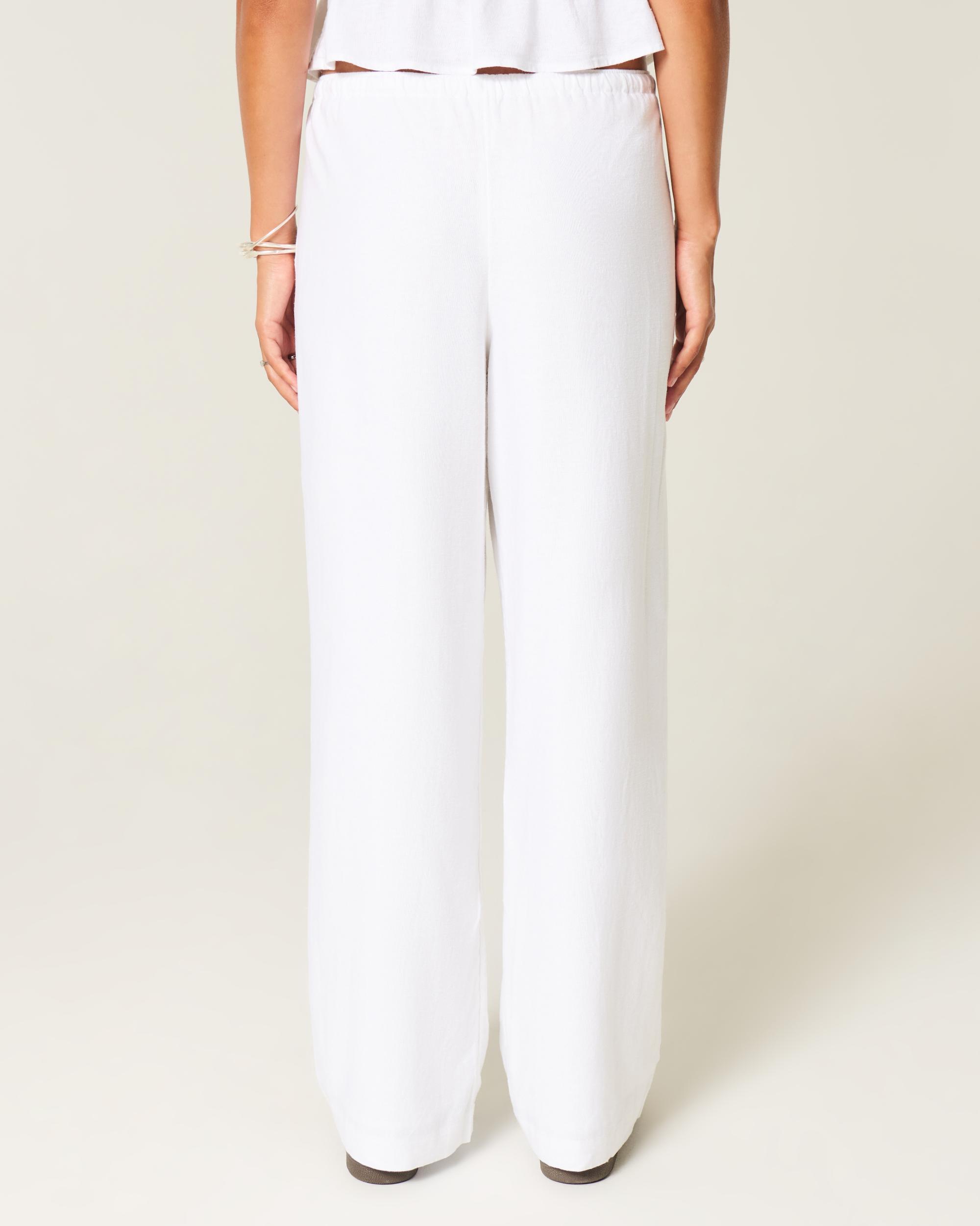 Linen-Blend Pull-On Baggy Pants Product Image
