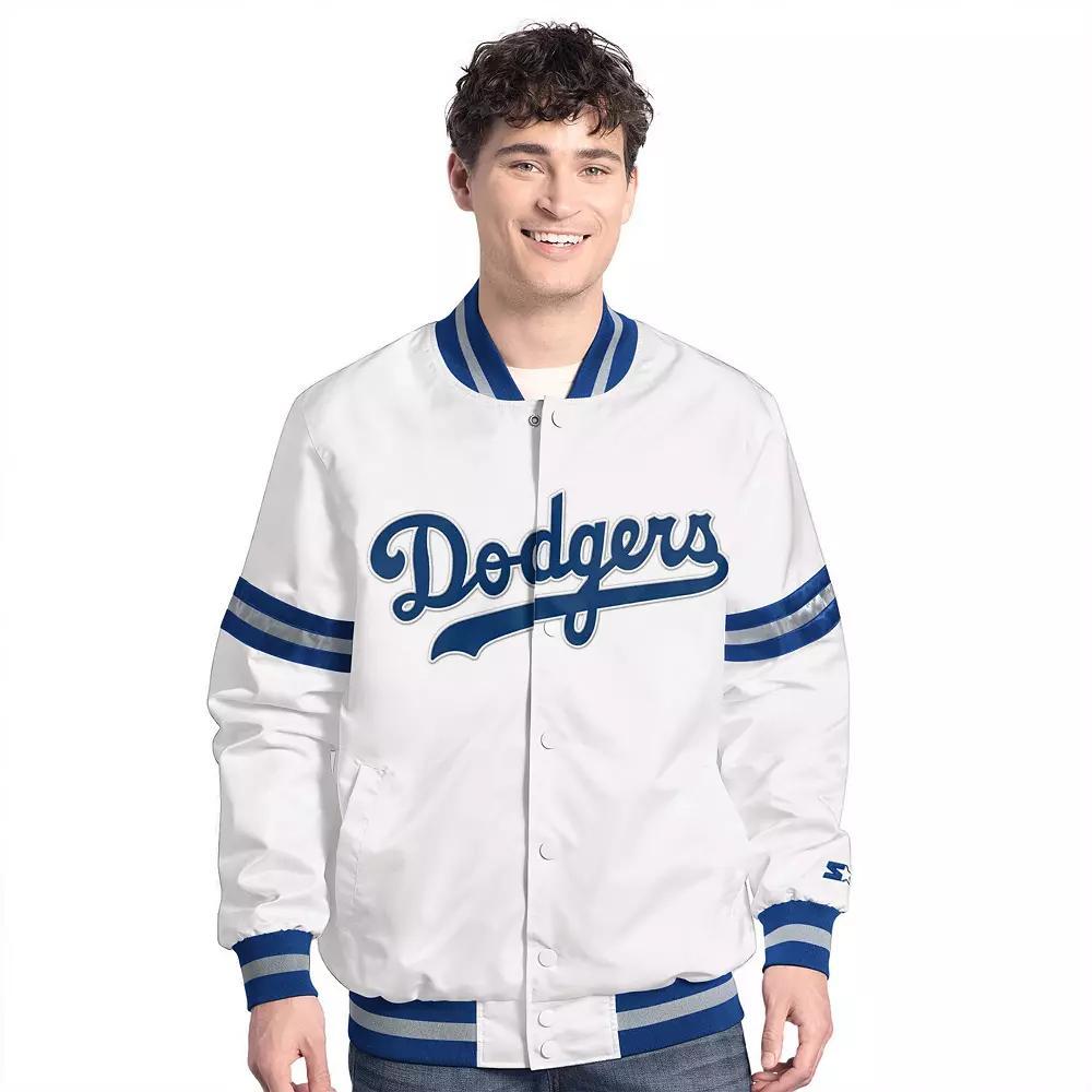 Men's Starter White Los Angeles Dodgers Cooperstown Scout Full-Snap Varsity Jacket,  Product Image