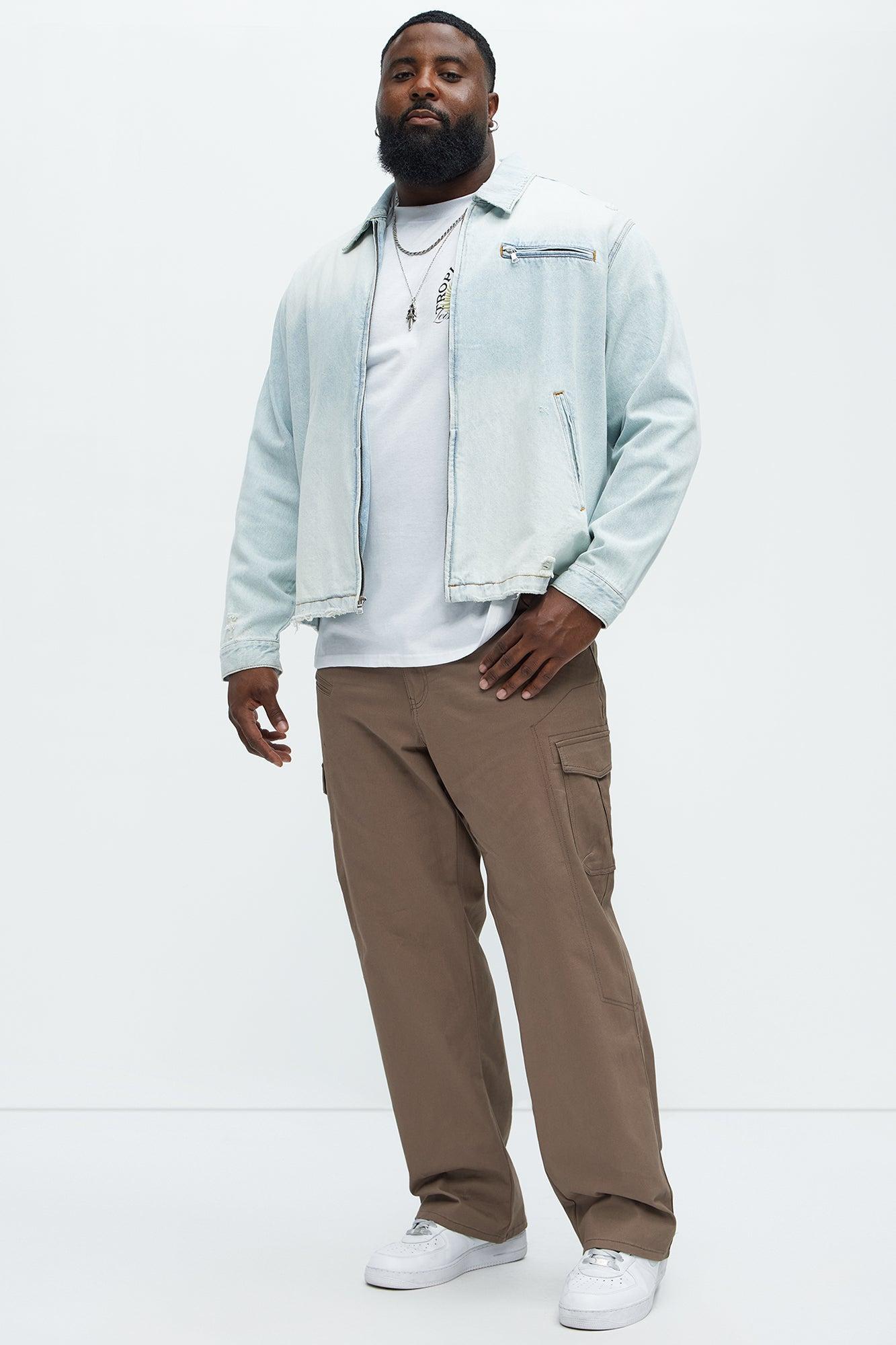 Distressed Zip Denim Jacket - Light Wash Product Image