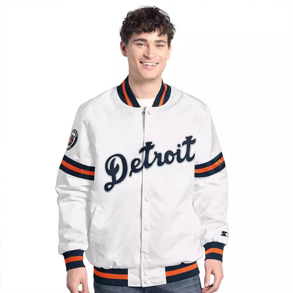 Men's Starter White Detroit Tigers Cooperstown Scout Full-Snap Varsity Jacket,  Product Image