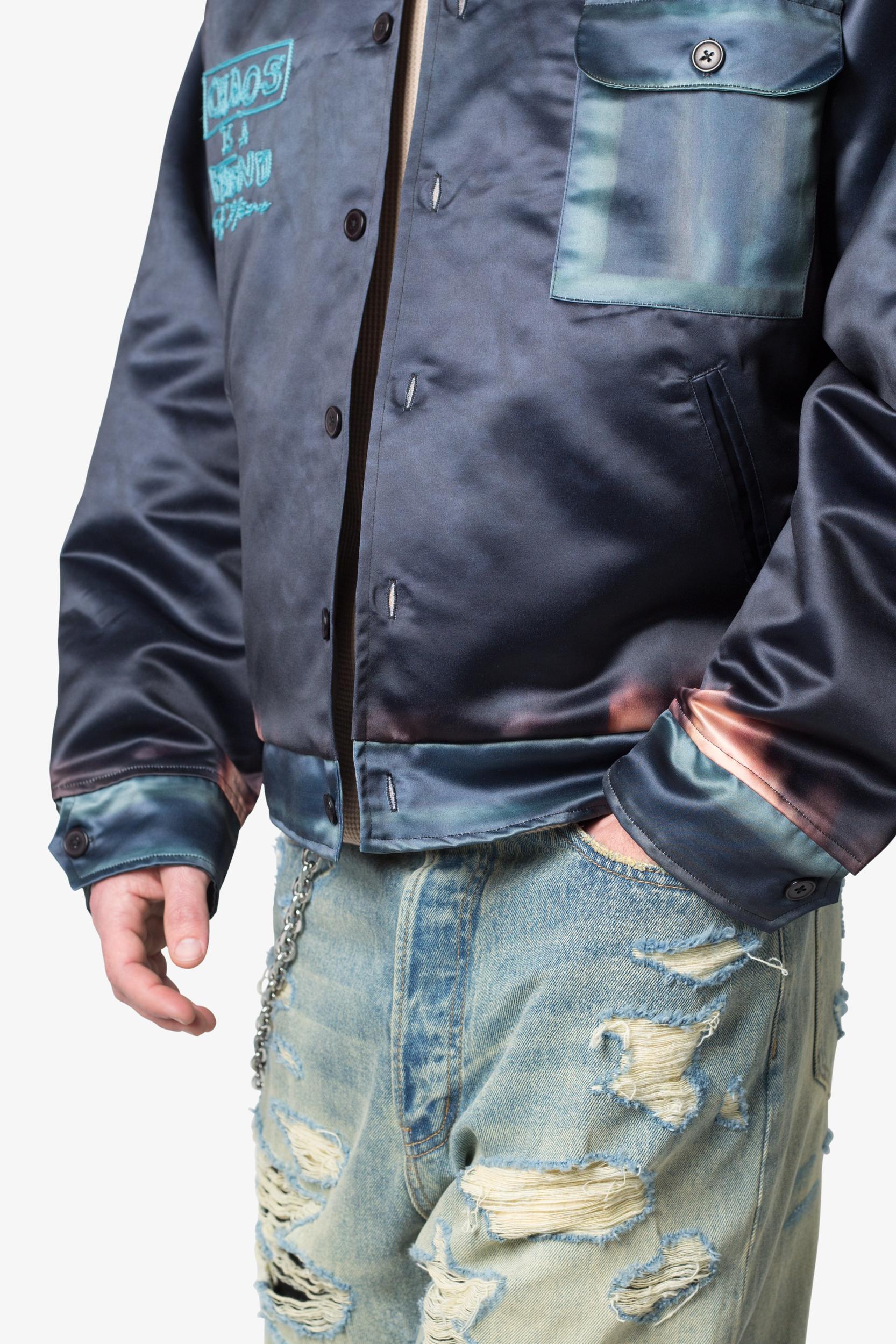 Satin Bomber Jacket - Washed Black Product Image