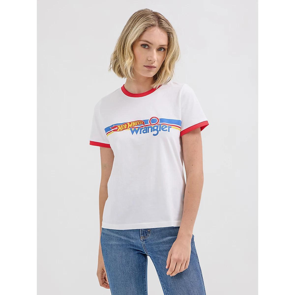Wrangler® x Hot Wheels™ Women's Logo Ringer Tee in Bright Product Image