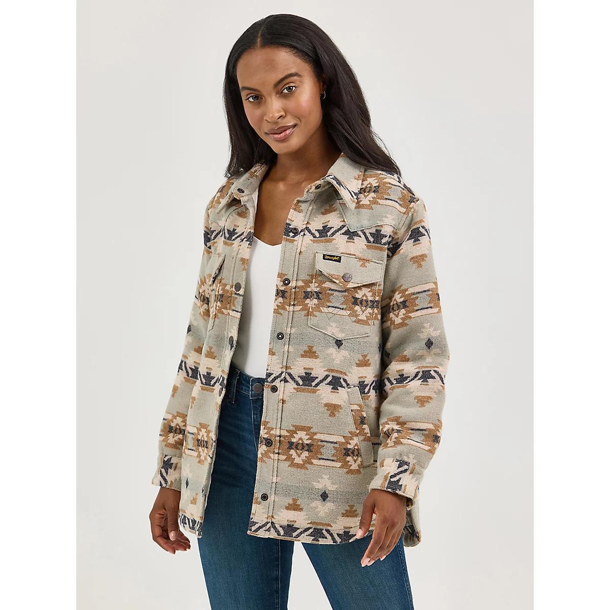 Women's Wrangler Quilt Lined Jacquard Shacket in Pale Product Image