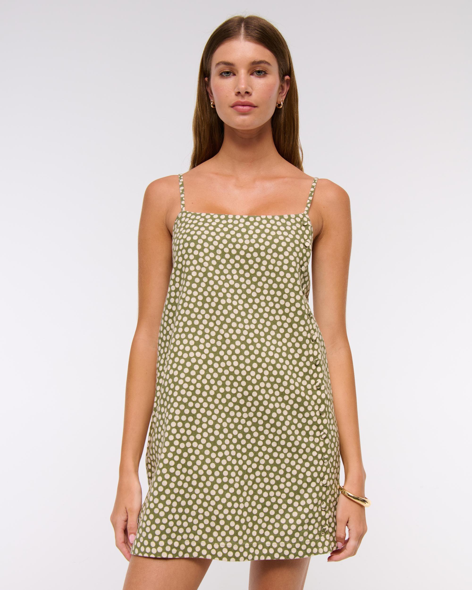 Linen-Blend Button Skort Product Image