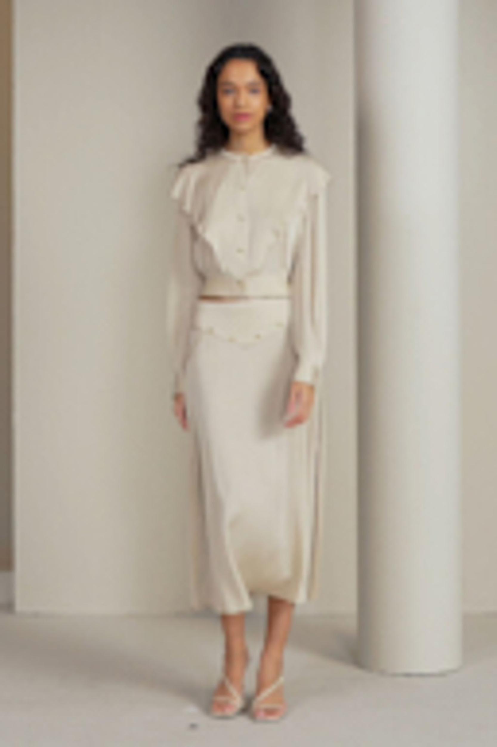 Flowy A-line Midi Skirt With Gridle Product Image