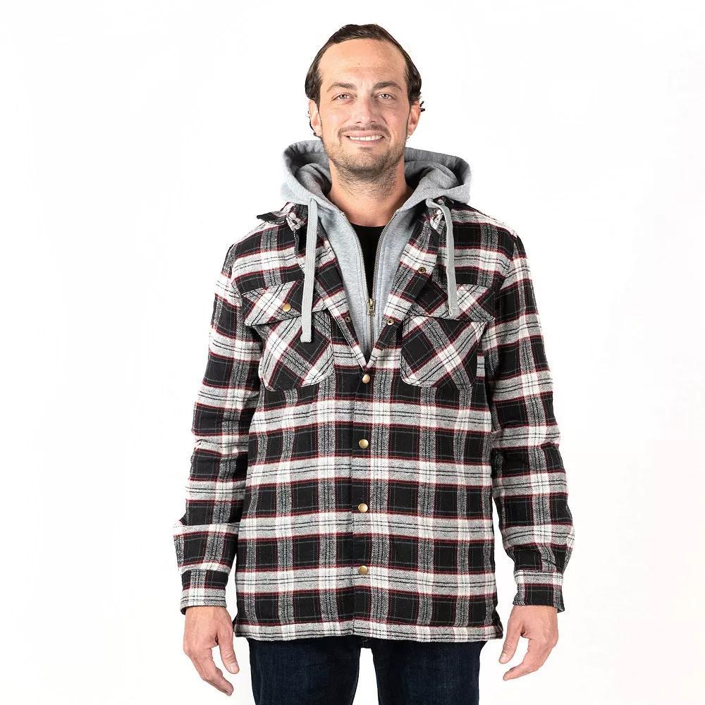 Men's Sonoma Goods For Life® Flannel Hooded Shirt Jacket, Size: XXL, Black Grey Red Product Image