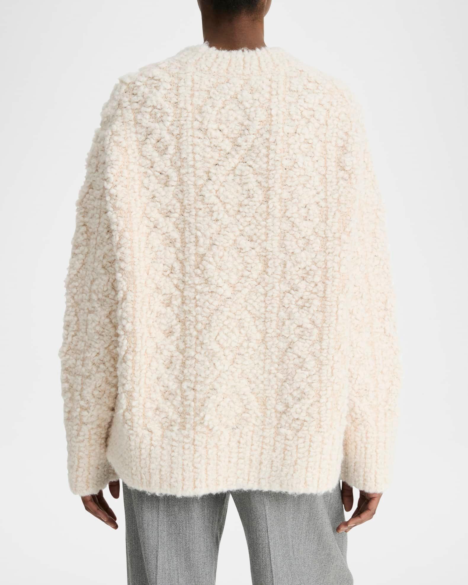 Textured Cable-Knit Crewneck Sweater Product Image