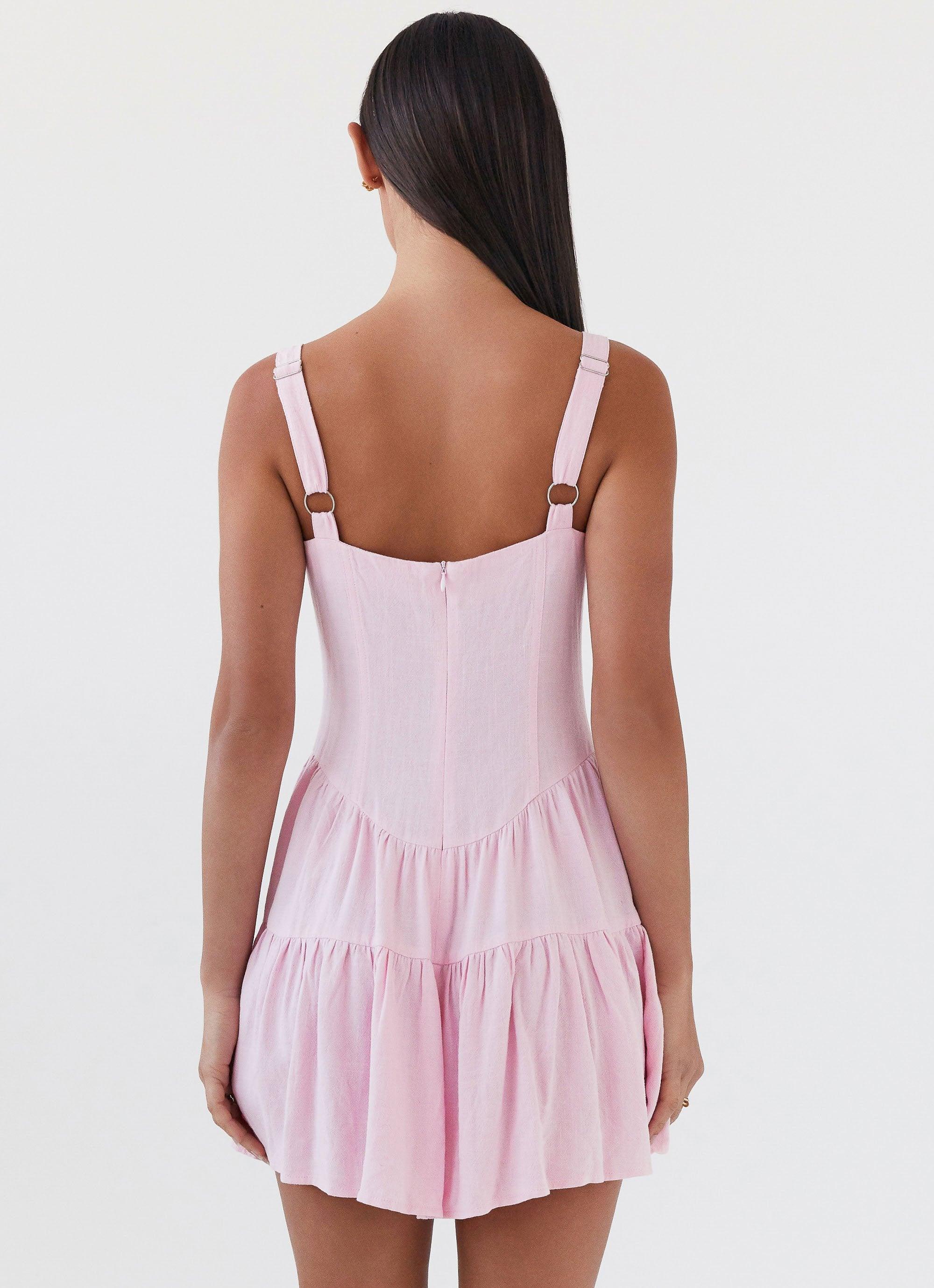 Lucie Linen Mini Dress - Pink Product Image