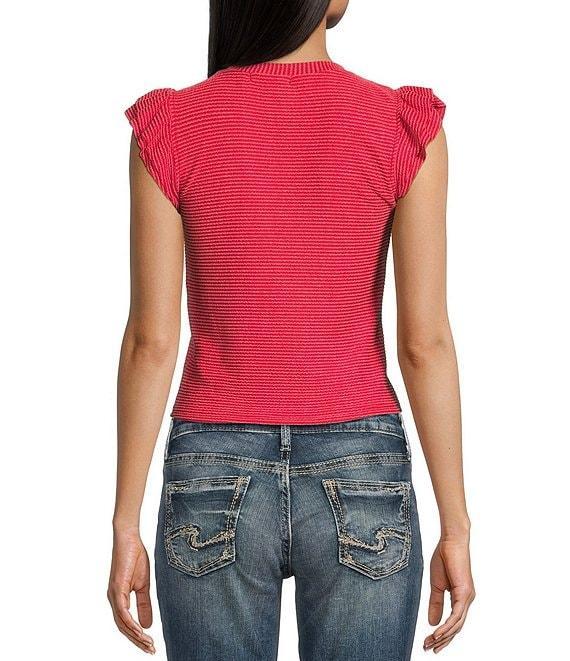 Moa Moa Crewneck Ruffle Short Sleeve Top Product Image
