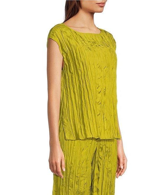 Eileen Fisher Crushed Silk Ballet Neck Cap Sleeve Coordinating Top Product Image