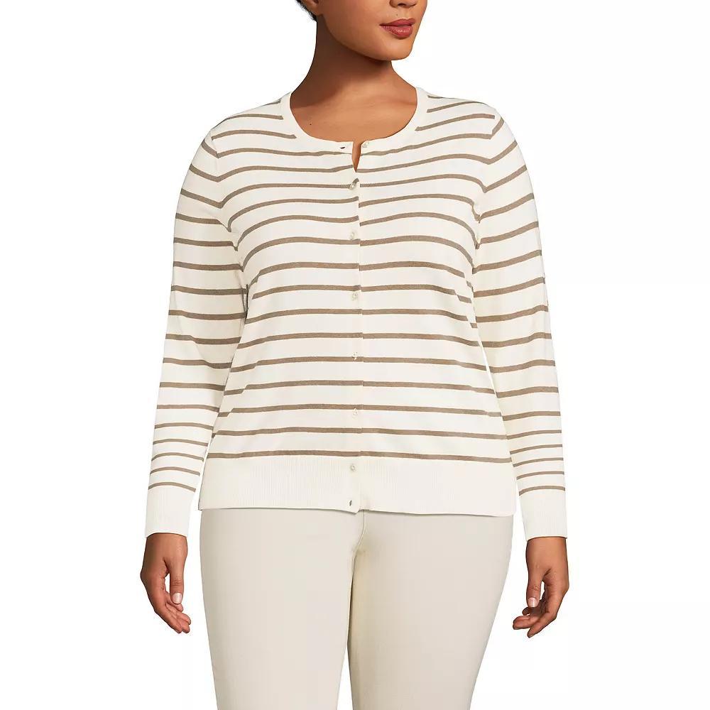 Plus Size Lands' End Fine Gauge Cotton Cardigan Sweater, Women's, Size: 1XL, Black Product Image