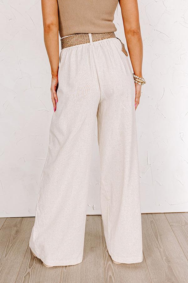 The Maris High Waist Linen-Blend Trousers In Stone Product Image