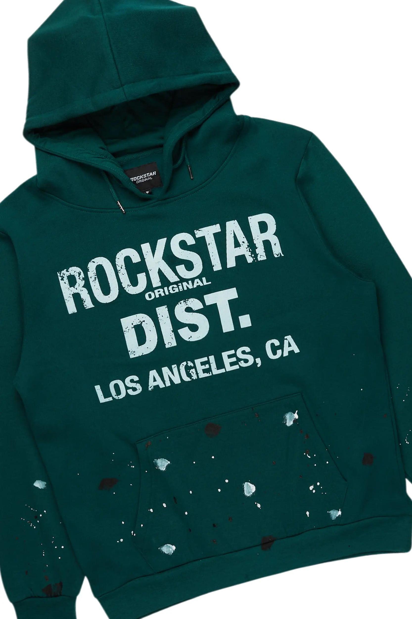 Scottie Green/White Hoodie/Baggy Track Pant Set Male Product Image